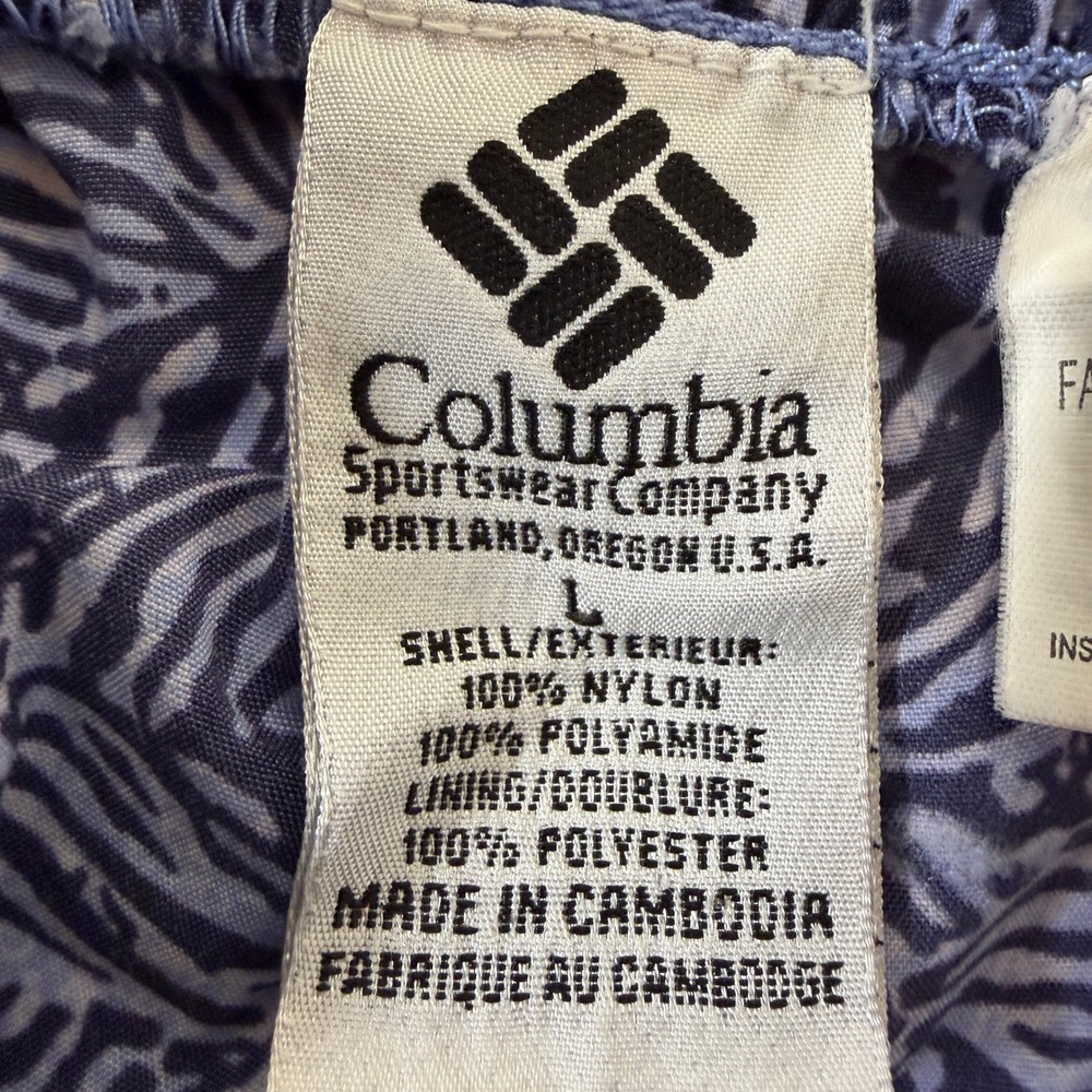 Columbia Mens Size L Shorts Blue Leaf Print Nylon Gorpcore Outdoor Hiking - Picture 7 of 10
